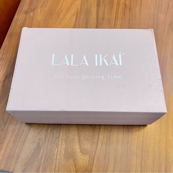 NWT LALA IKAI Women's Square Toe Heels, Sandals, Clear Straps With Rhinestones - Picture 8 of 15